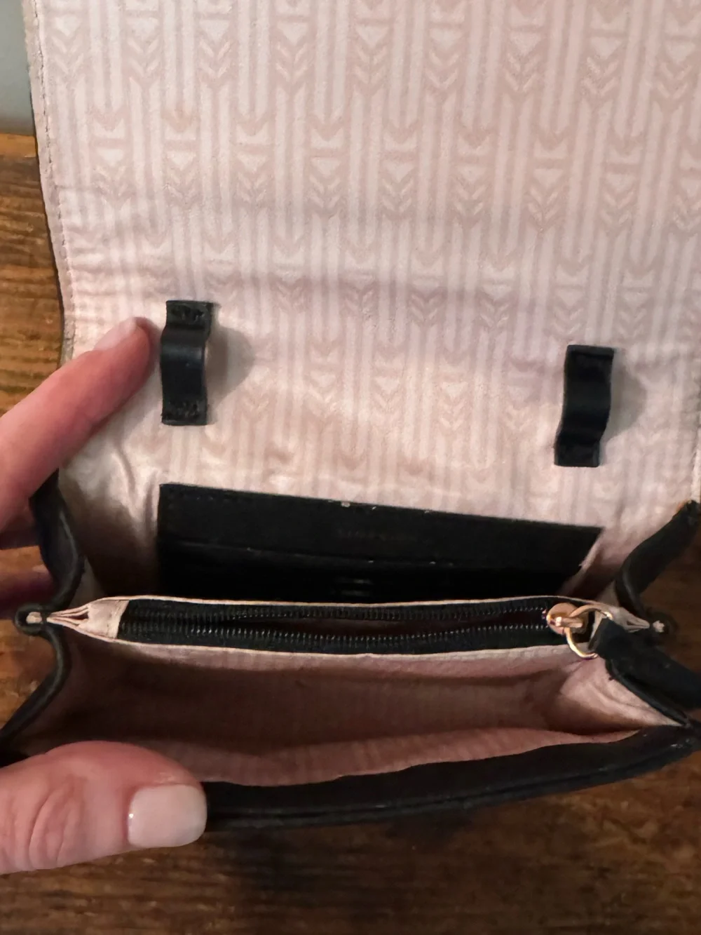 Stella & Dot Black Quilted Wallet Clutch w/Rose Gold Detail & Crossbody Strap
